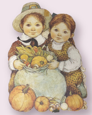 Thanksgiving Die Cut Pilgrim Children VINTAGE Wall Hanging Decoration Ambassador