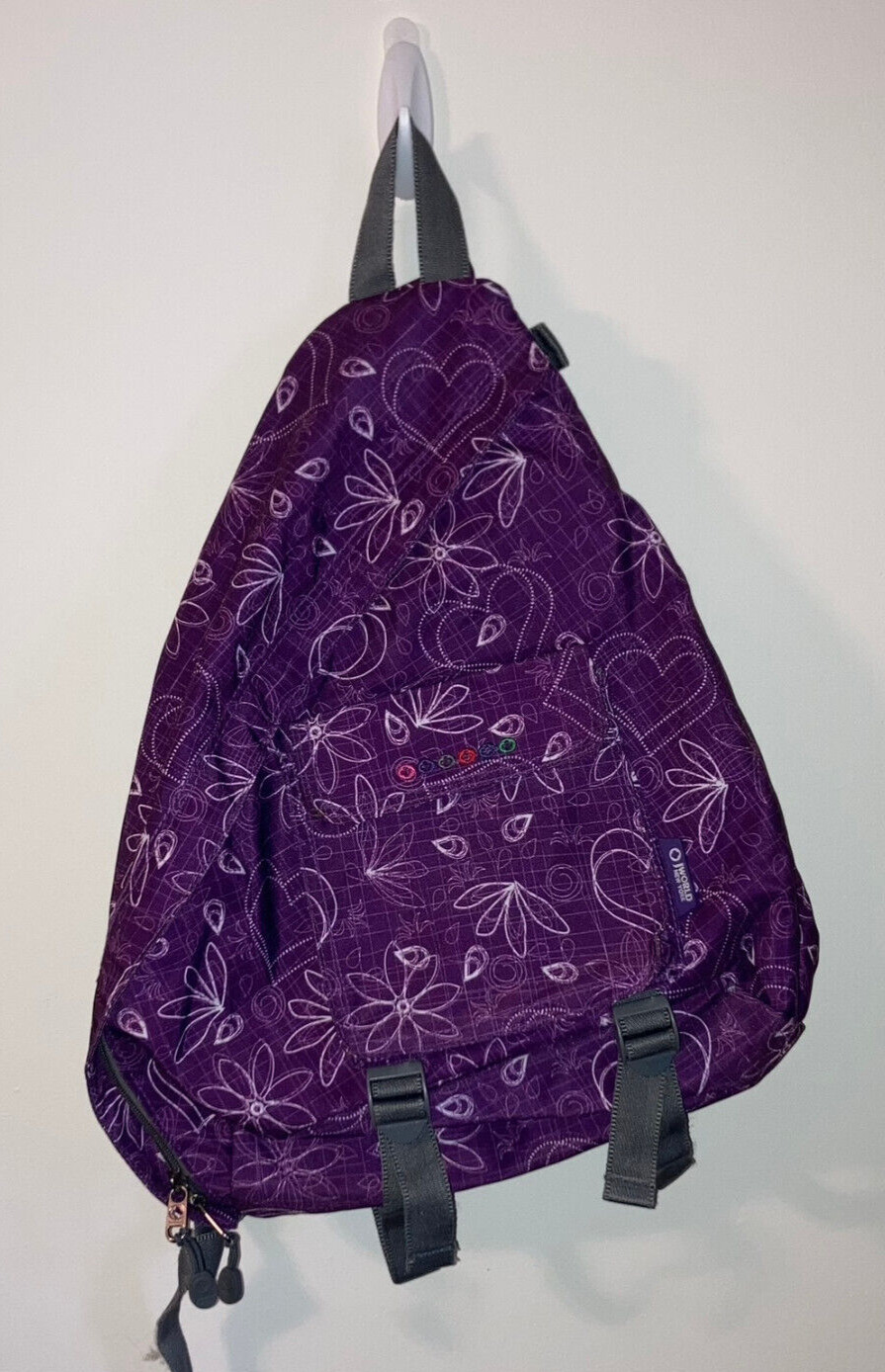 JWorld Sling Bag Backpack Sling Purple Pink Teal Paisley Print Large