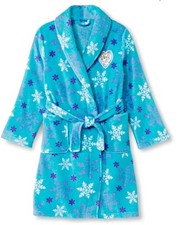 Disney Frozen Robe with Elsa Logo and snow flakes, Blue, XS, S, M,  L