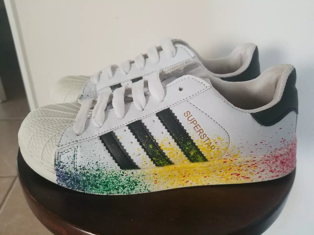 Superstar Rainbow Paint Splatter Spray white Shoes | eBay