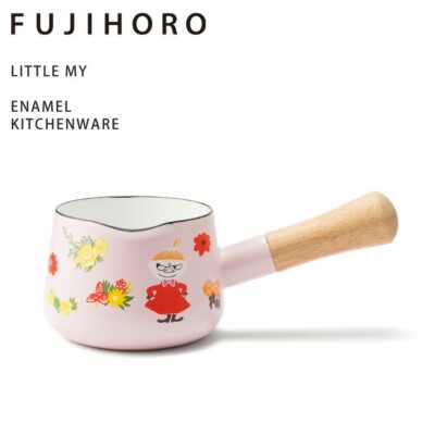 Moomin Little My FUJIHORO Enamel Milk Pan 12cm capacity 0.75L Pink NEW Japan