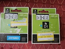 Dymo D1 45013 1/2" X 23' Label Cassette Black  White NEW 