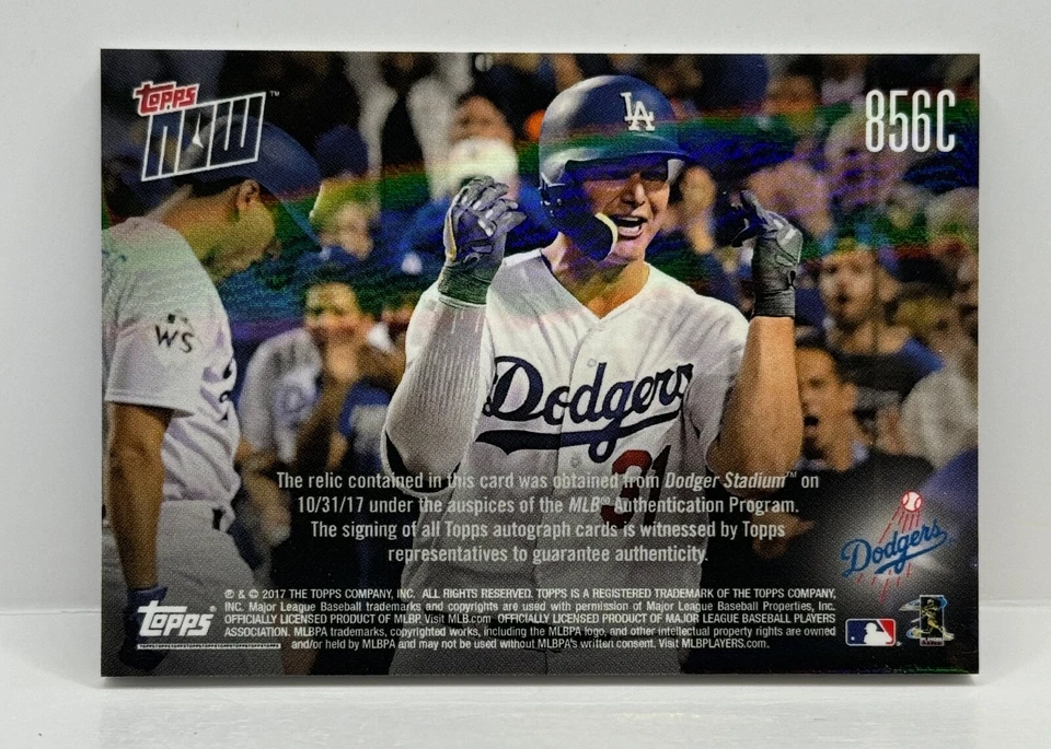 Juego Autografiado Serie Mundial Joc Pederson Usado 2017 Topps Now 856C PÚRPURA 22/25 Foto 2 de 2