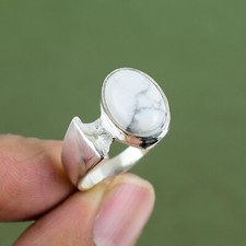 Howlite Ring Gemstone Jewelry 925 Sterling Silver Rings Available In Ring Size