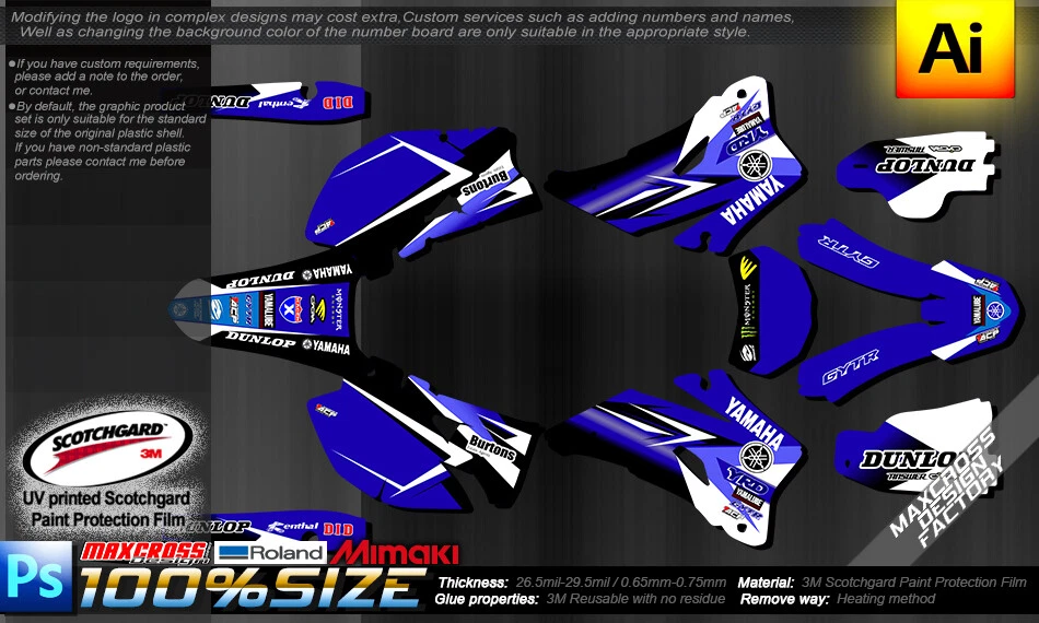 YAMAHA WR250F WR450F YZ250F YZ450F 2006 2007 2008 2009 MAXCROSS GRAPHICS KIT ST3 - Image 2 of 3