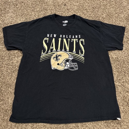 T-shirt NFL New Orleans Saints uomo XL cotone calcio nero A36