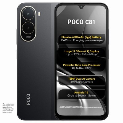 POCO C81 (Elite Black, 64 GB 4 GB RAM) T7250 Octa Core Processor Global Version.