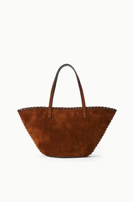 Staud Caro Bucket Bag in Tabac Suede Espresso