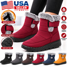 Womens Winter Boots Warm Fur Lined Snow Boots Water Resistant Non Slip Shoes