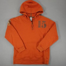 Vintage Y2K Old Navy Brand 1/4 Zip Hoodie Boys 2XL Ribbed Orange
