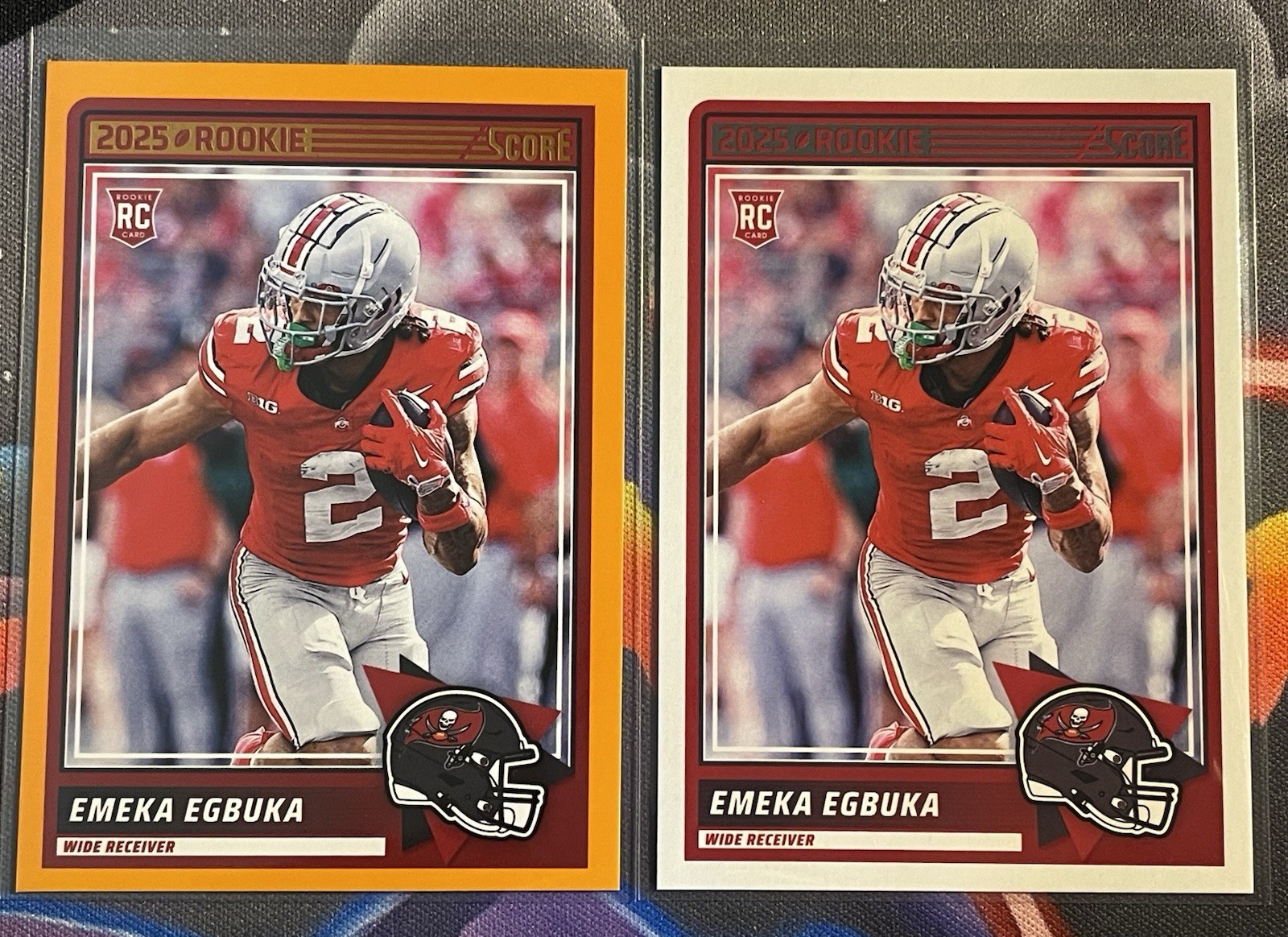 2025 Panini Score - Rookie Emeka Egbuka #2 Orange Parallel + Base Buccaneers