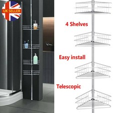 4 Tier Bathroom Telescopic Corner Shelf Storage Shower Caddy Organiser Shower UK