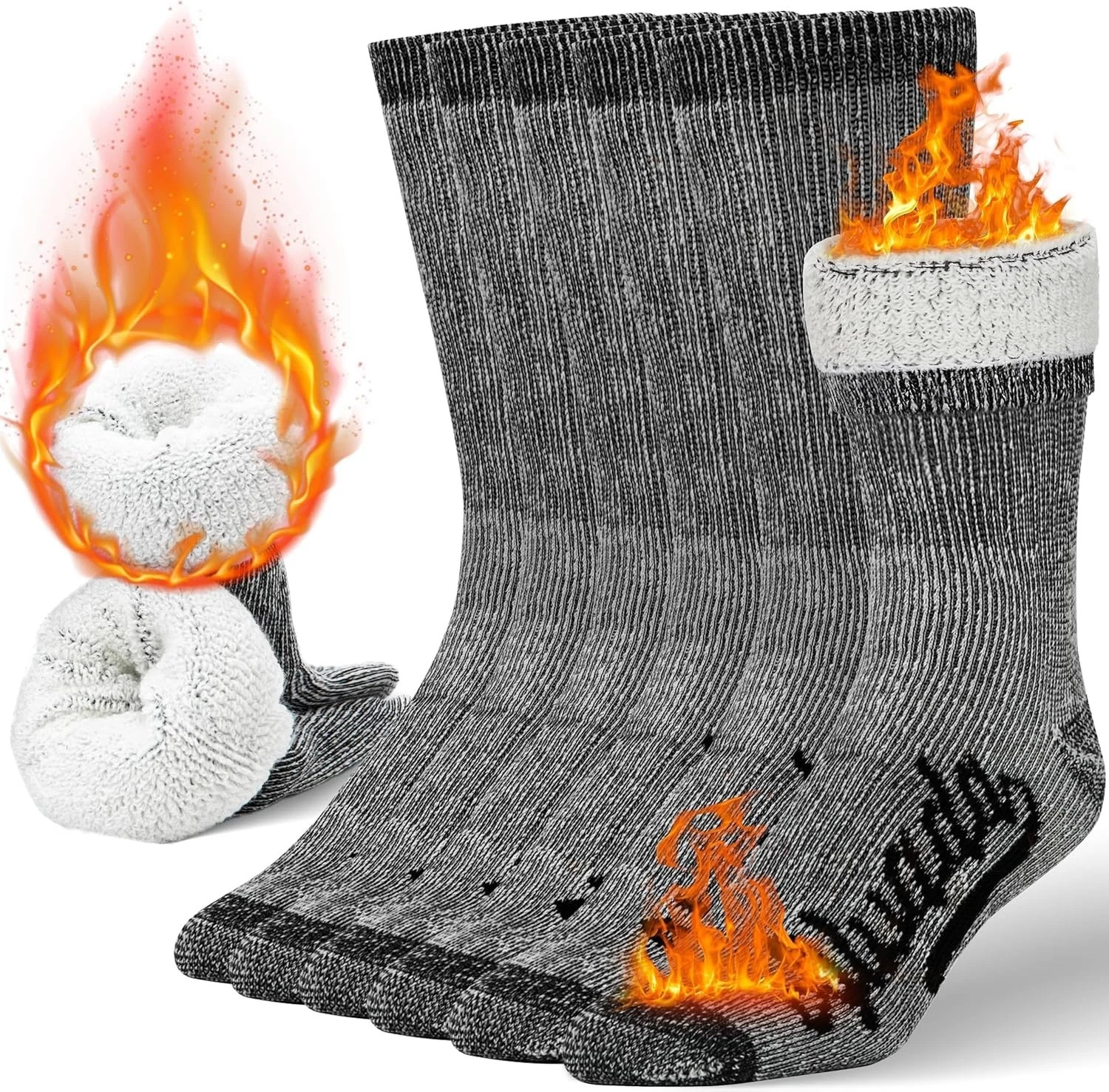 Alvada Merino Wool Hiking Socks 3 Pairs Thermal Warm Crew Winter Boot Socks