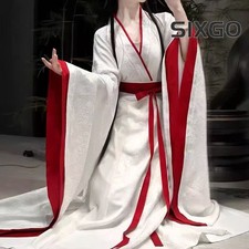 Hanfu Costume Chinese Ancient White Fairy-like Dress Loose Long Robe