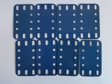 MECCANO LOT DE 8 PLAQUES EN PLASTIQUE BLEUES 3X5 TROUS ref 194