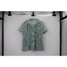 Vintage Mint Floral Button Down Blouse
