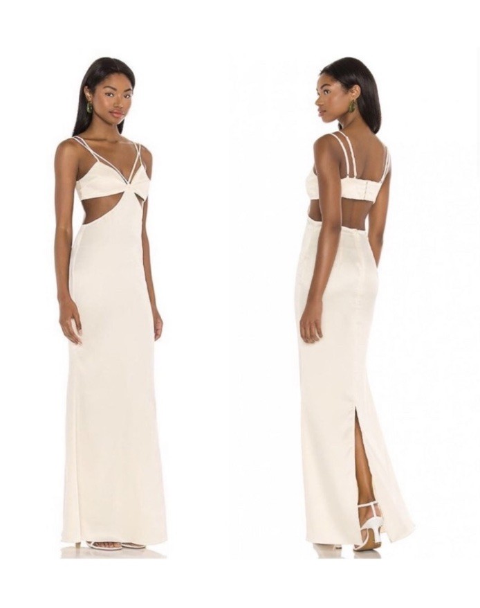 Camila Coelho x Revolve Faron cream cutout Satin Maxi Gown dress size small