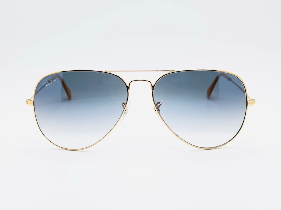 Óculos de Sol Ray-Ban RB3026 Aviator 62mm Clássico - Armação Dourada / Lente Gradiente Azul - Imagem 4 de 4