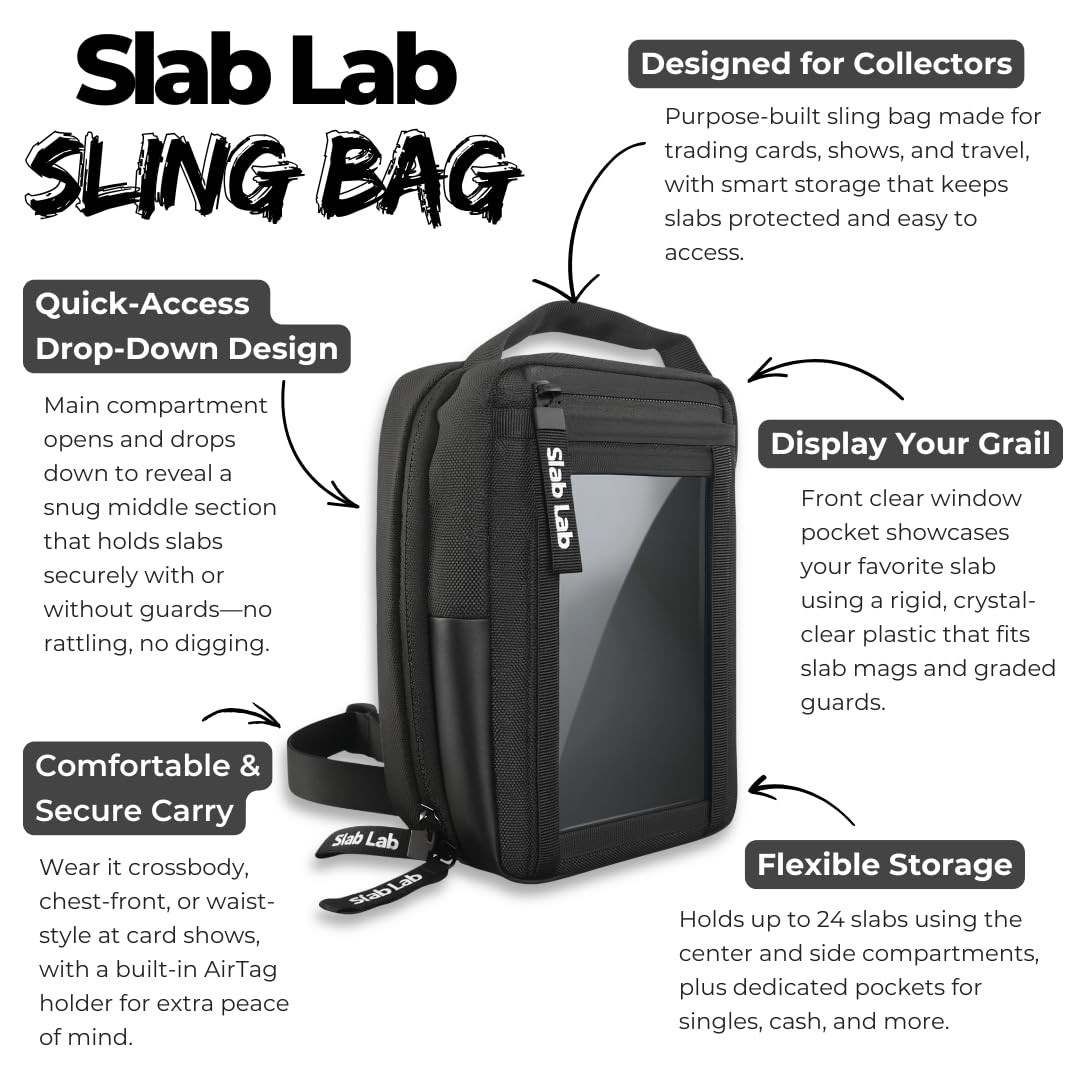 Slab Lab Sling Bag for Graded Cards and TCG Singles | Cross Body Slab  Storage...