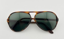 Vtg DIAMOND PLATE OP 1860 Tortoise Aviator Sunglasses, Green Glass Lens - READ