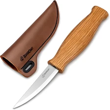 BeaverCraft Wood Carving Sloyd Knife C4s 3" - Whittling Knife with Leather Sheat
