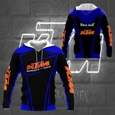 Sudaderas con capucha 3D Teem Racing Top Regalo Top Impresión completa Tamaño KTM Negro Azul