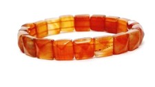 Natural Red Carnelian Pyramid Bracelet Stretchable Gemstone Sacral Chakra Unisex