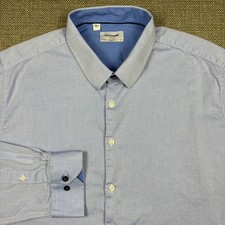 Duchamp London Men's Shirt 18.5 XXL 47 Long Sleeve Blue Slim Fit Casual Dress
