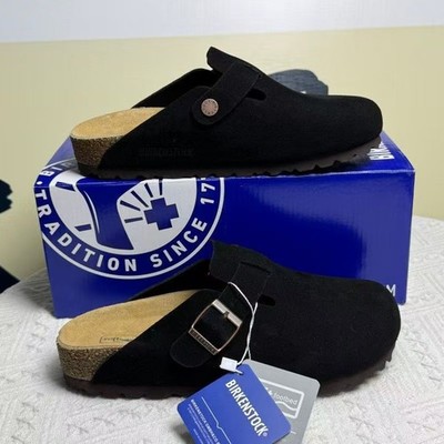 Birkenstock Boston Soft Footbed Suede Leather Black Women and Men EU 37-45