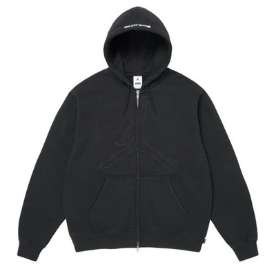 Jordan x Supreme Embroidered Zip Up Hoodie SS26 Size Large Black