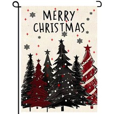 Merry Christmas Garden Flag 12x18inch Christmas Tree Snowflake Vertical