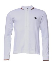Preloved dolce & gabbana Long Sleeve Zip Polo Crown Detail Men White Sweaters