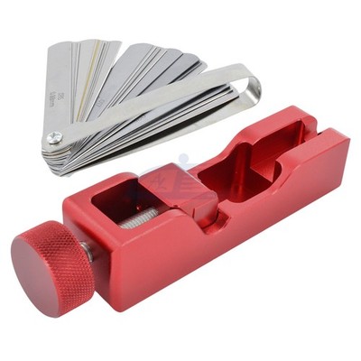 Spark Plug Gap Tool Gapper Gapping Caliper 32 Blades Metric SAE Feeler Gauge Red
