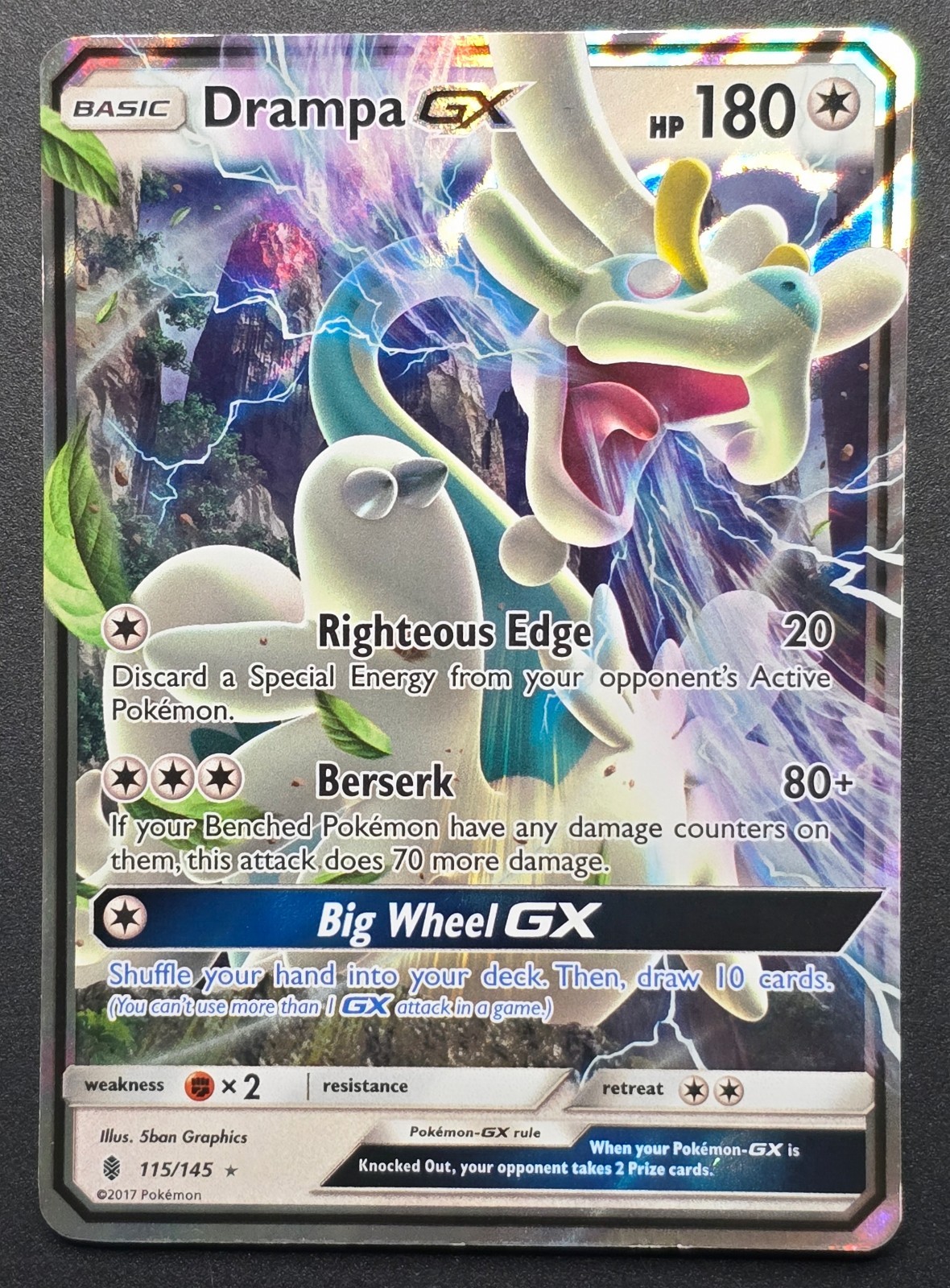 Drampa GX 115/145 Holo Ultra Rare Guardians Rising Pokemon Near Mint