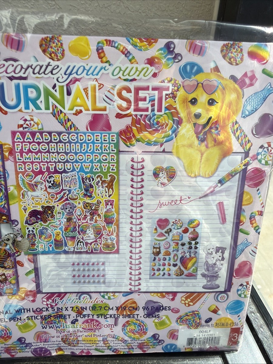 Rare Lisa Frank Journal Set Diary w/ Lock & 2 Keys Decorate Your