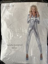 Underwraps Women's Metallic Jumpsuit Silver Size XL new