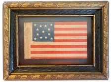 Circa 1876 ANTIQUE 13 Star Centennial American Parade Flag Folk Art Primitive