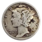 1929-P Mercury Dime VG Very Good 90% Silver
