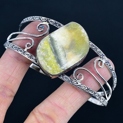 Bumble Bee Jasper Handmade 925 Sterling Silver Jewelry Cuff Bangle