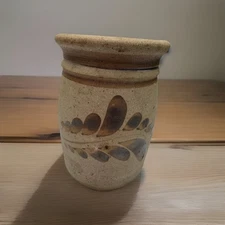 POTTERY Spooner WITH  SALT GLAZED Brown Leaf