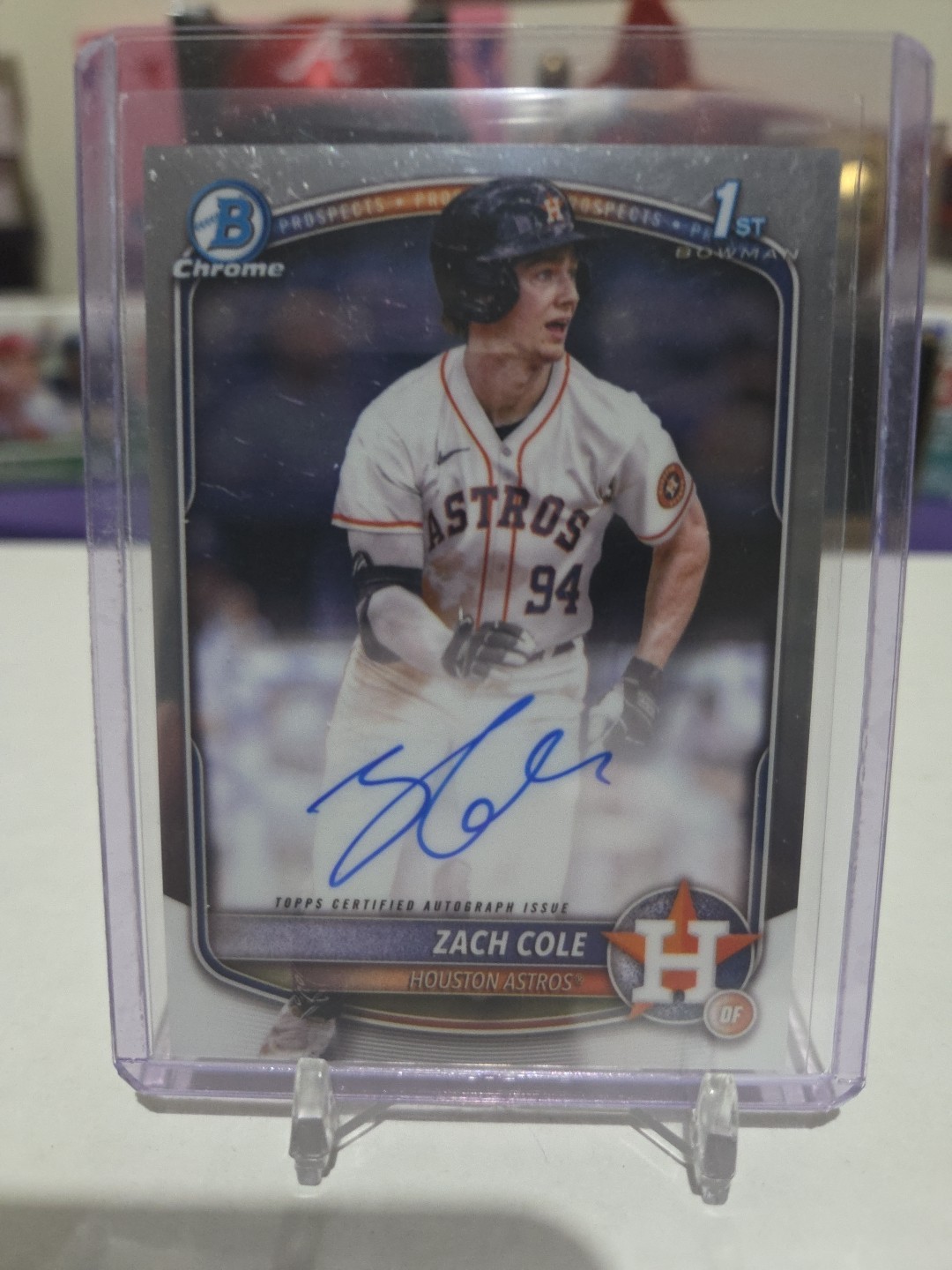 2025 Topps Bowman Draft Chrome Prospects #CPA-ZC Zach Cole 1st Auto Astros HD