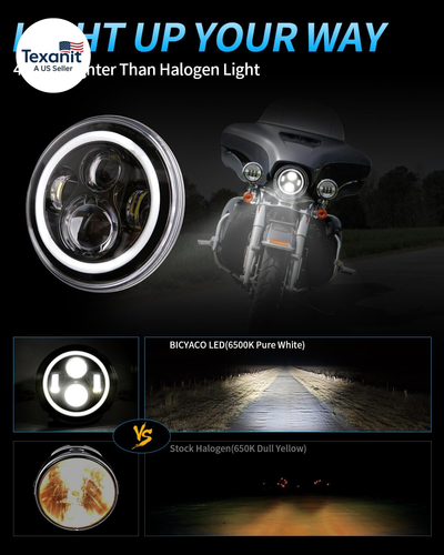 Faro proiettore LED DOT 7 pollici Halo 7" con alone bianco per Electra Glide Stre - Foto 3 di 12