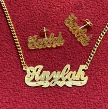 Personalized Name Necklace Stud Earrings Set Custom Name Jewelry for Kid/adult