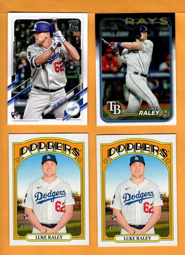 Luke Raley Baseball lot of 4 Dodgers ROOKIES - UNLIMITED SHIPPING FOR ...