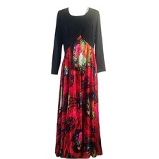 Vintage 70  s Montgomery Ward Boho Retro Floral Long sleeved Maxi Dress M/L