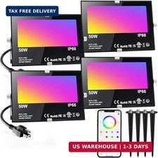 LED Flood Light Outdoor 500W Equivalent 5000LM,Bluetooth RGBW Colored Floodlight