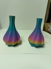 Set of 2 3D Printed Rainbow Gradient Bud Vases Modern Decorative Home Decor