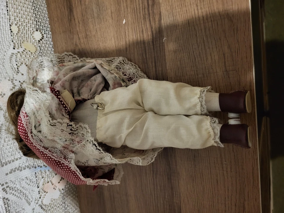 ancienne poupée automate musical violoniste tête mains pieds porcelaine H 30cm - Photo 3/4