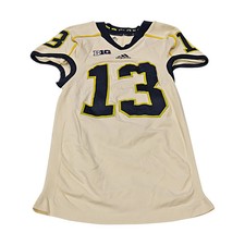 Michigan Wolverines Team Issued 2012 Cream Alternate 13 Adidas Jersey Size L 