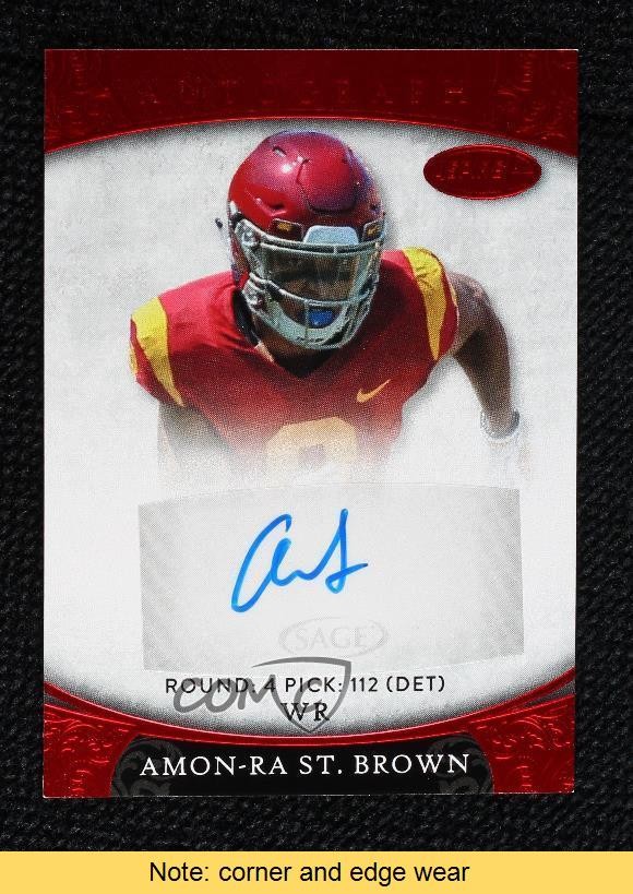 2021 Sage Aspire Red Amon-Ra St Brown #ASP-113 Rookie Auto RC READ 1q7k
